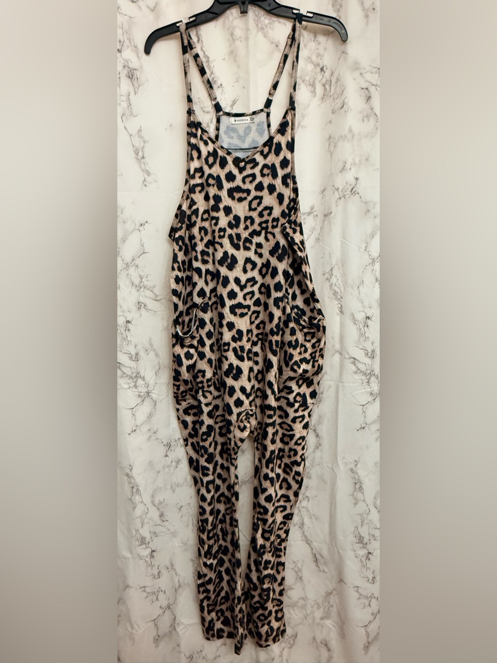 Leopard Print Women’s Jumpsuit - Beige & Black